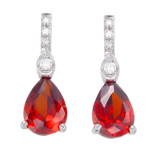 Red Ruby Earrings Silver