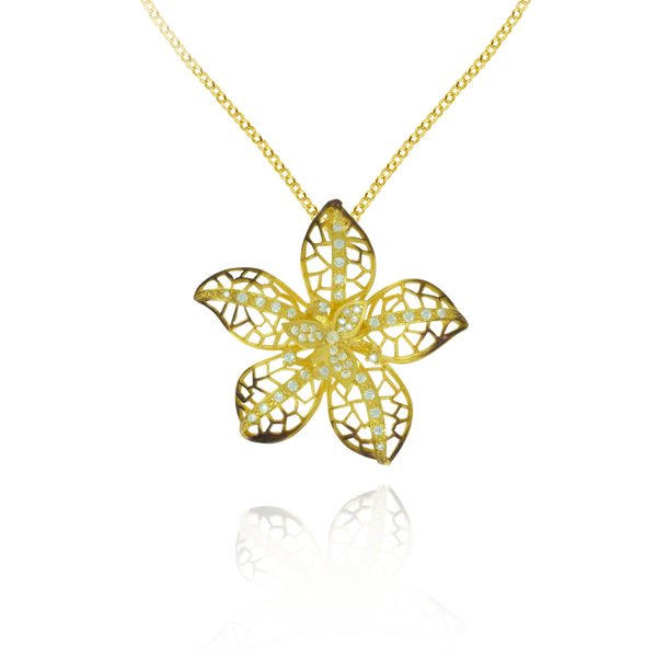 Ember Filigree Flower with Sparkling Petals Pendant – Karina
