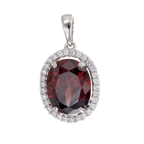 Classic Garnet Pendant with Halo