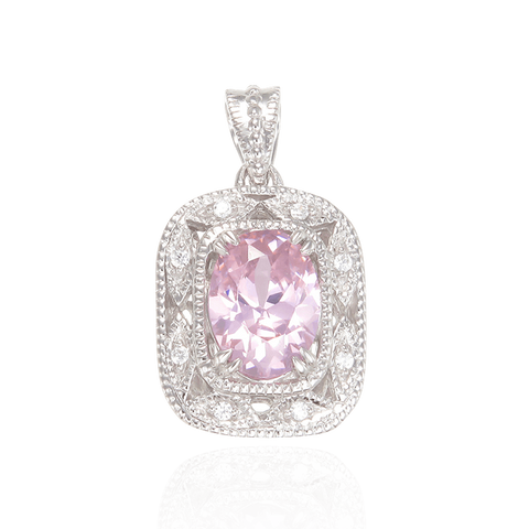 Deco Inspired Pink CZ Pendant