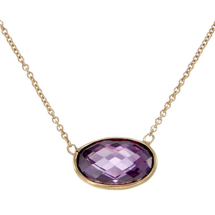 Lustrous Sparkling Amethyst 18K Gold Vermeil Pendant