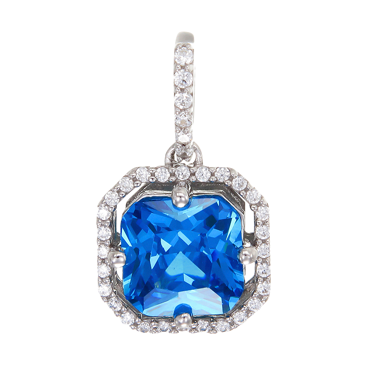Elegant Sparkling Blue Pendant with Halo