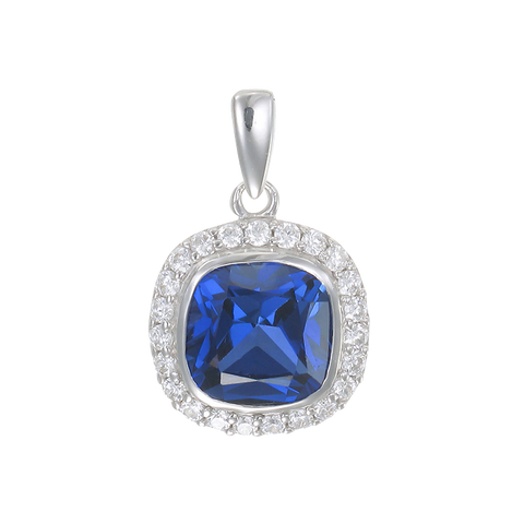 Classic Cushion Cut Blue Sapphire Pendant