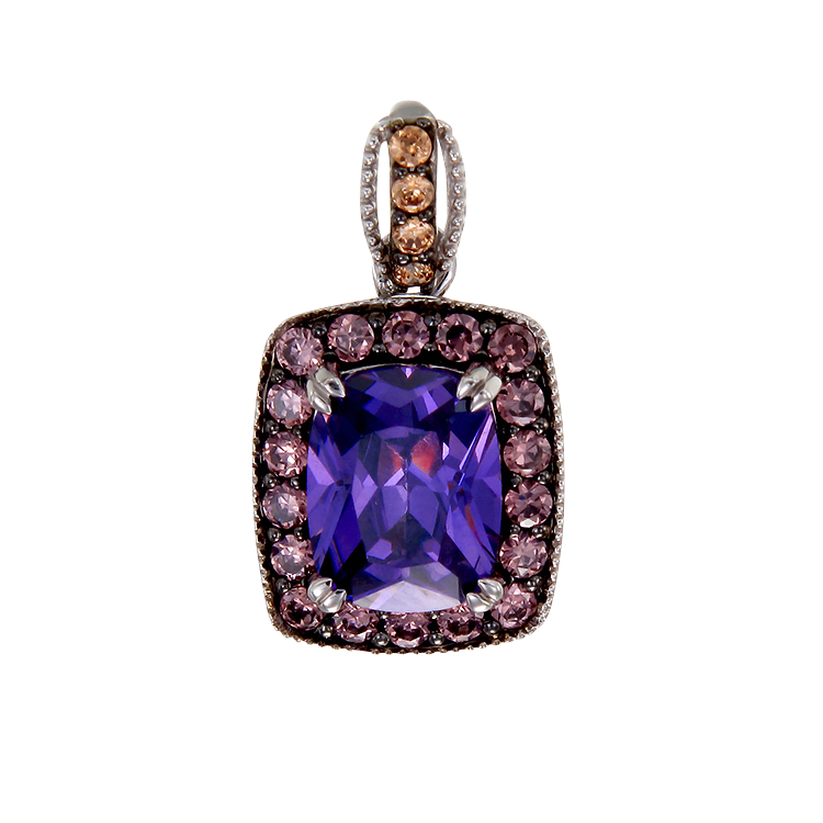 Luscious Vintage Inspired Amethyst, Rhodolite and Champagne Pendant