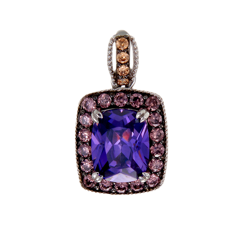 Luscious Vintage Inspired Amethyst, Rhodolite and Champagne Pendant