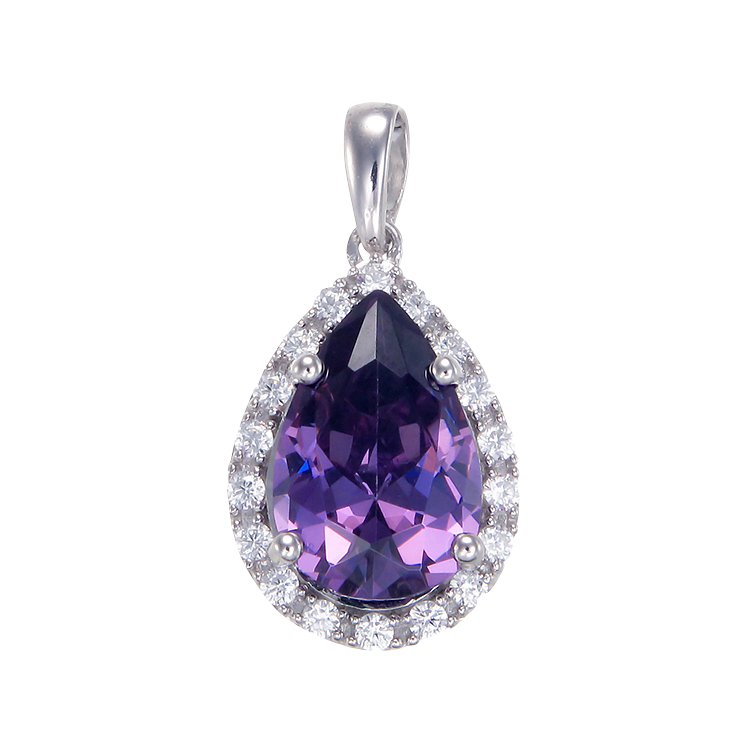 Elegant Delicate Amethyst Pendant with Halo