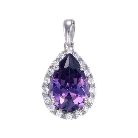 Elegant Delicate Amethyst Pendant with Halo