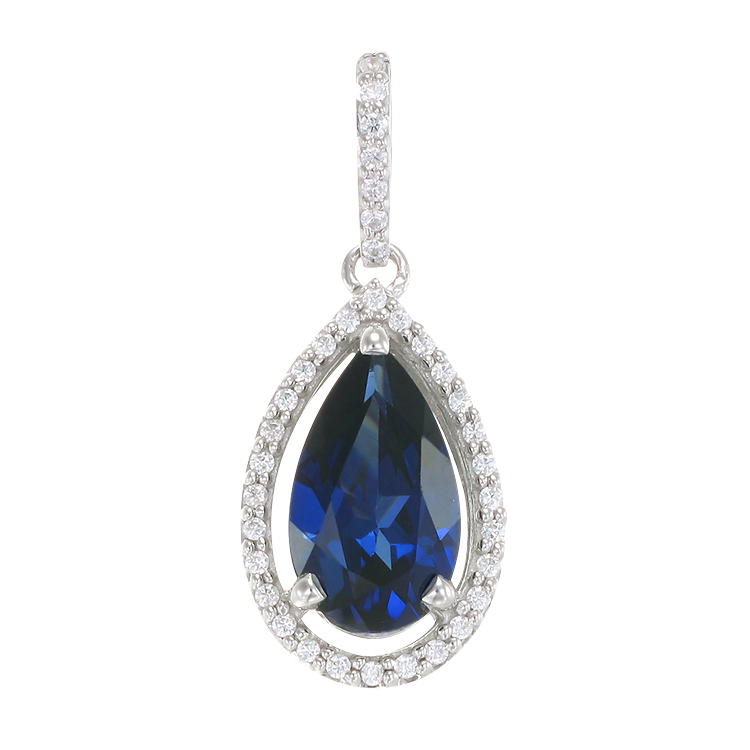 Elegant Teardrop Pendant with Blue Sapphire