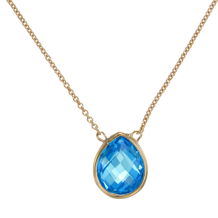 Lustrous 18K Gold Vermeil Blue Drop Pendant