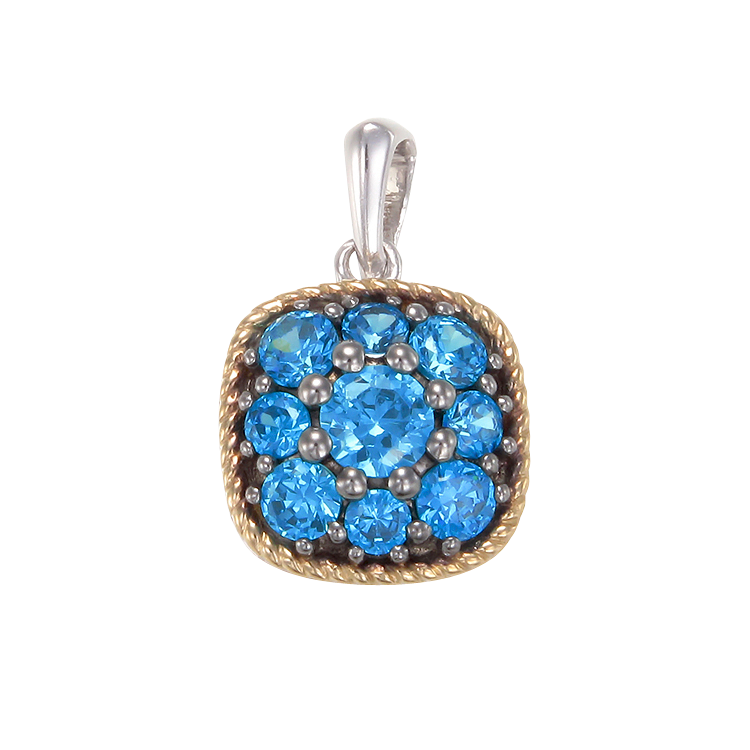Azure Blue Pendant with 18K Yellow Gold Finished Rope Detail