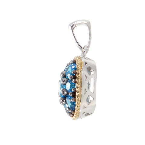 Azure Blue Pendant with 18K Yellow Gold Finished Rope Detail