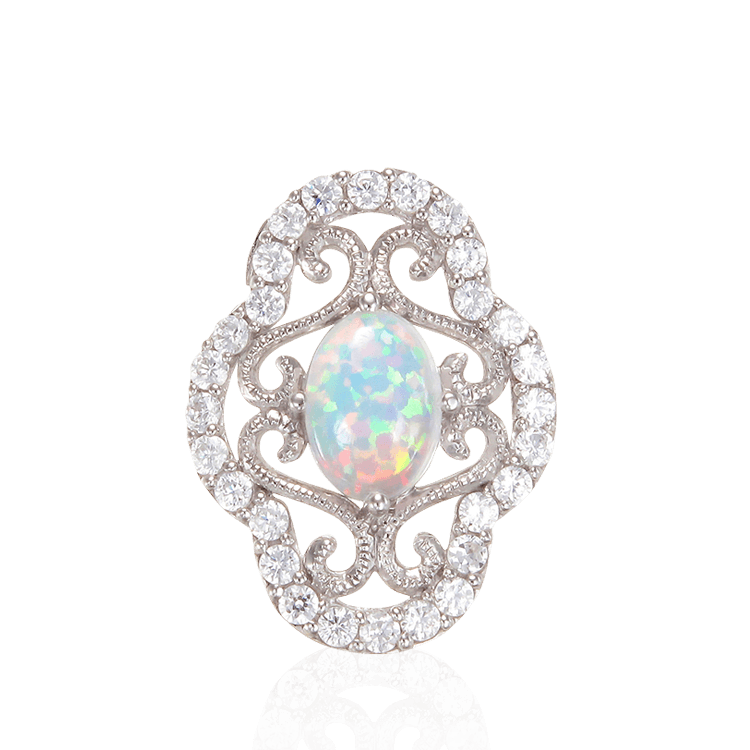 Floating Arabesque Filigree Opal Pendant