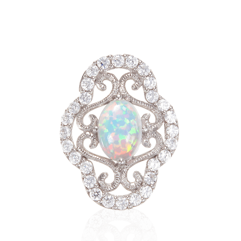Floating Arabesque Filigree Opal Pendant