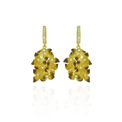 Ember Cluster of Flowers with Sparkling Centers Earrings