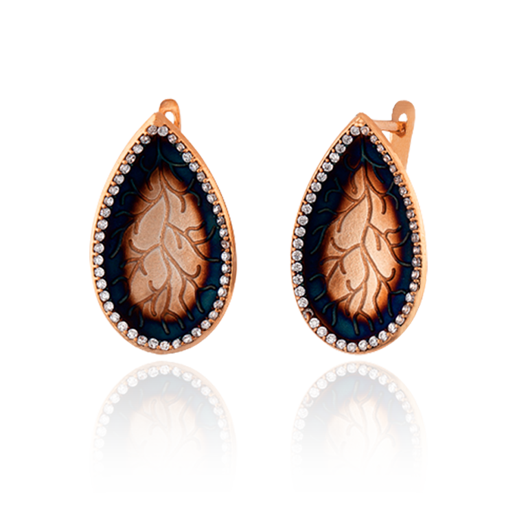 Pear Drop Coral Imprint Earrings
