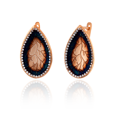 Pear Drop Coral Imprint Earrings