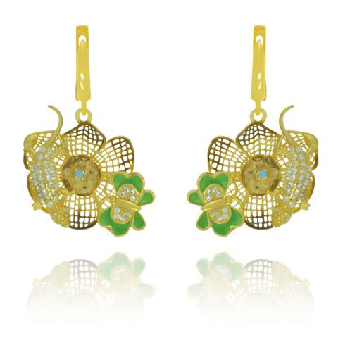 Golden Filigree Flower Earrings