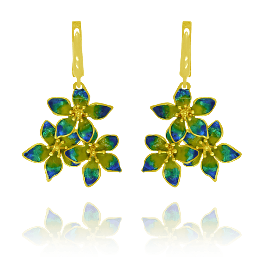 Flower Earrings with Enamel Detail