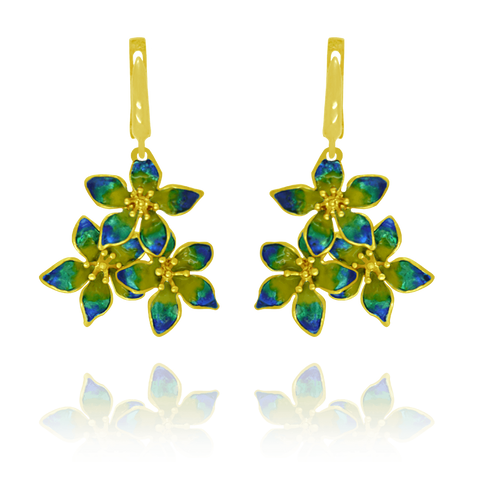 Flower Earrings with Enamel Detail