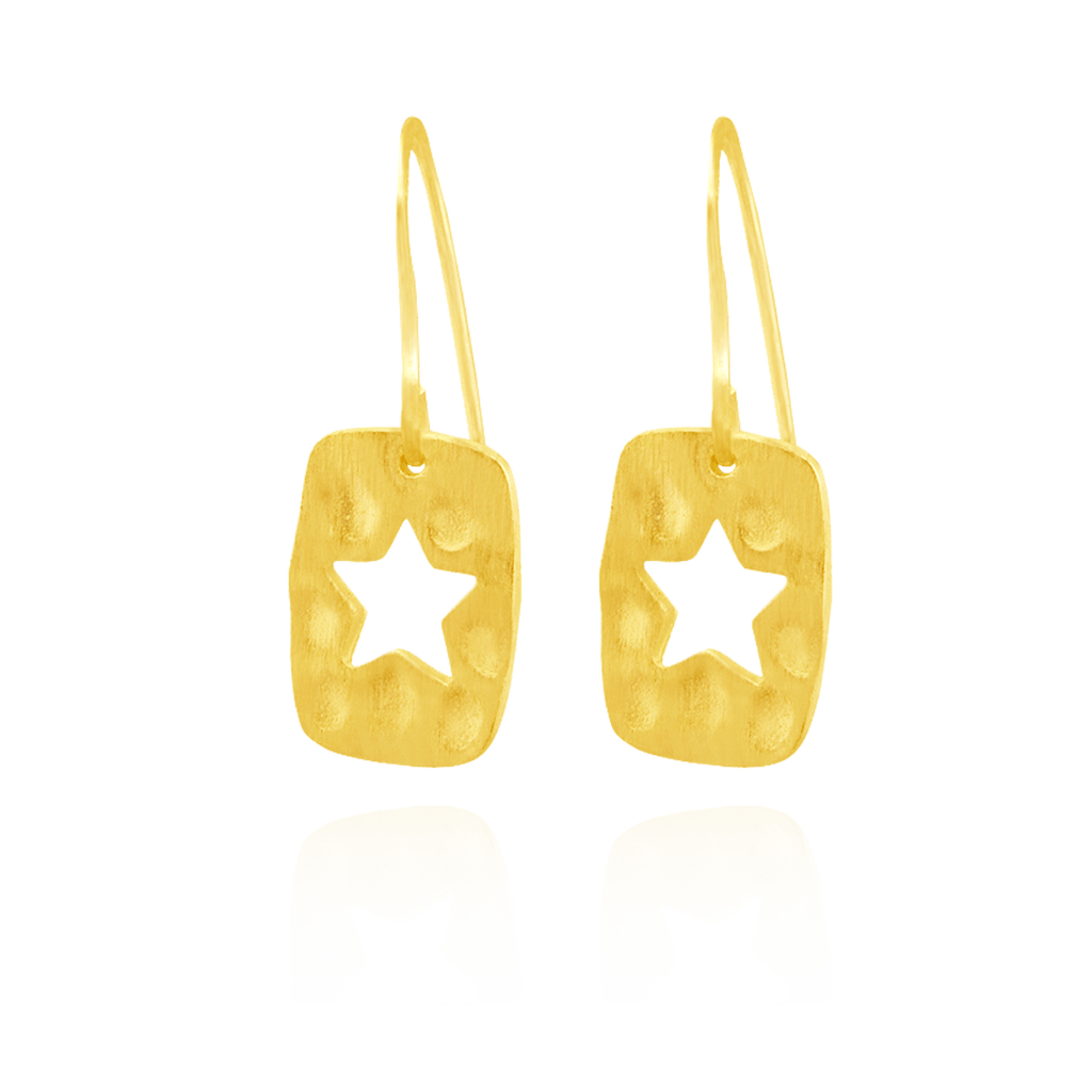 Hammered Finish Star Earrings