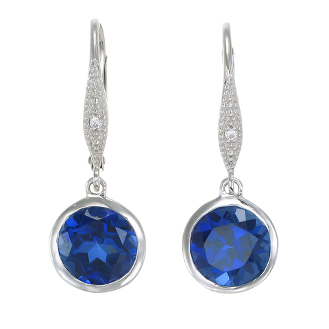 Elegant Hanging Blue Sapphire Earrings