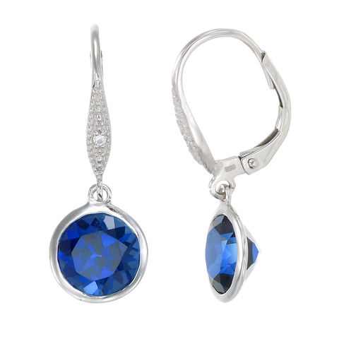 Elegant Hanging Blue Sapphire Earrings