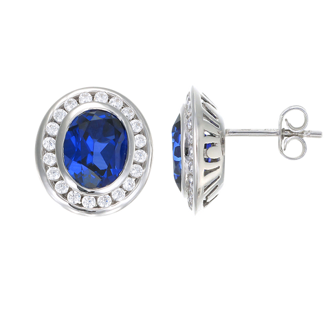 Regal Blue Sapphire Oval Earrings