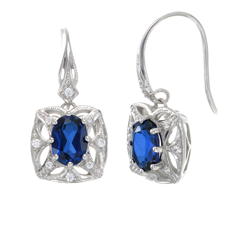 Graceful Blue Sapphire Earrings with Filigree Detail