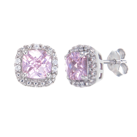 Dazzling Pink Earrings with Sparkling Halo