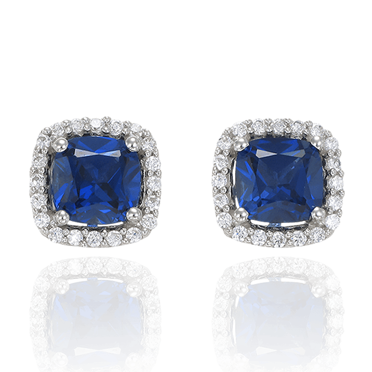 Accented Halo Earrings with Sapphire