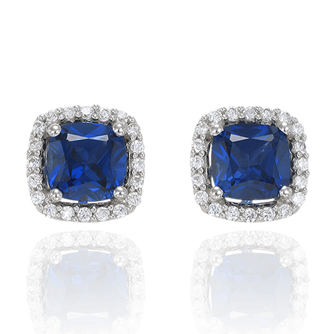 Accented Halo Earrings with Sapphire