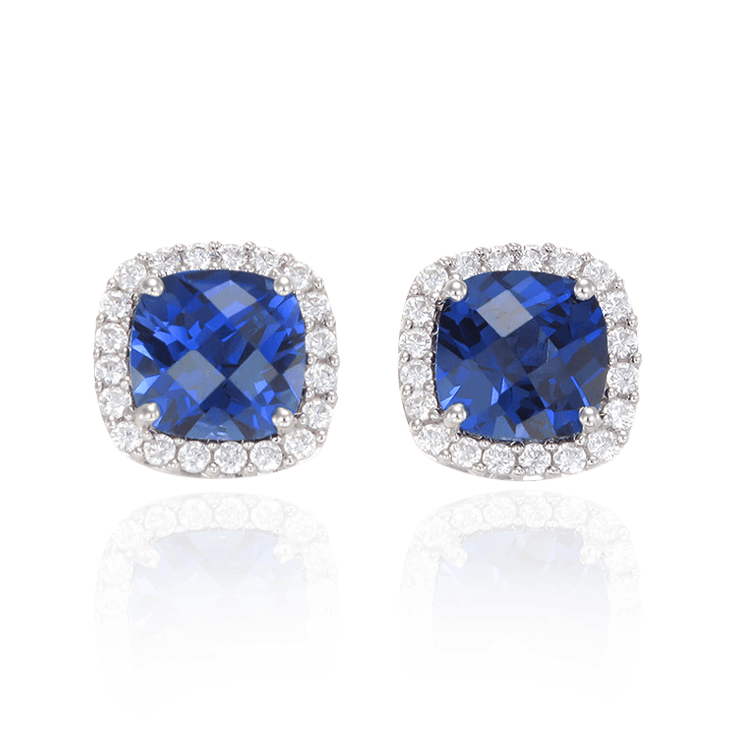 Halo Blue Sapphire Earrings