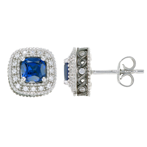 Sapphire Earrings with Radiant Accents