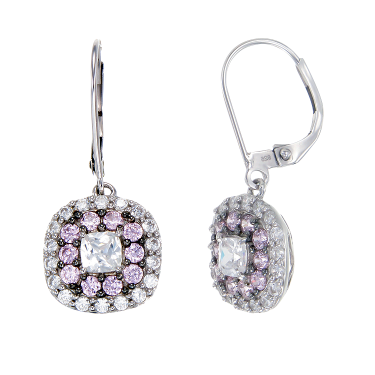 Sparkling Hypnotic White and Pink Earrings