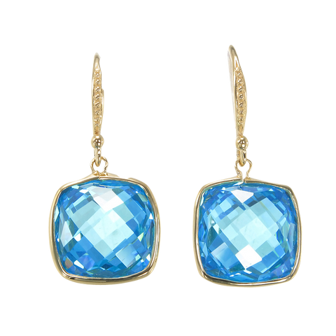 Lustrous Blue 18K Gold Vermeil Earrings