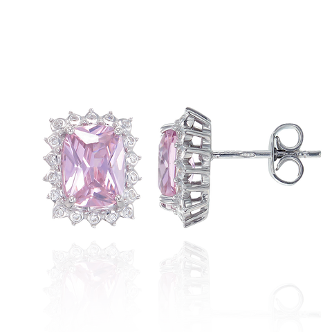 Pink Earrings with Sparkling Halo