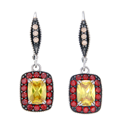 Luscious Vintage Inspired Yellow, Garnet and Champagne Drop Earrings