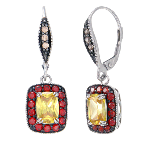 Luscious Vintage Inspired Yellow, Garnet and Champagne Drop Earrings