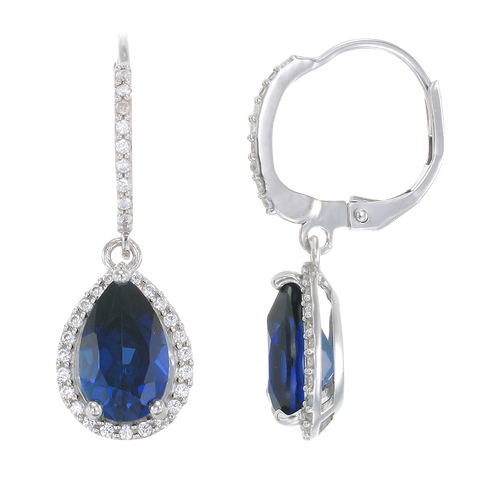 Elegant Teardrop Earrings with Blue Sapphire