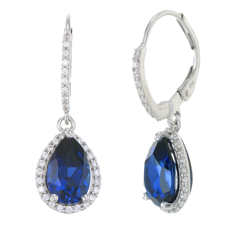 Elegant Teardrop Earrings with Blue Sapphire