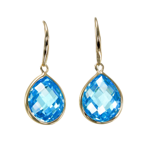 Lustrous 18K Gold Vermeil Blue Drop Earrings