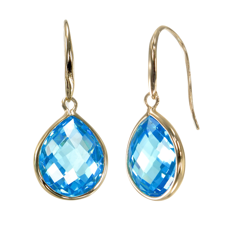 Lustrous 18K Gold Vermeil Blue Drop Earrings