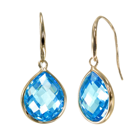 Lustrous 18K Gold Vermeil Blue Drop Earrings