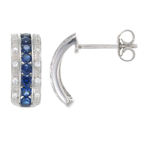 Sparkling Luscious Sapphire Curved Drop Earrings