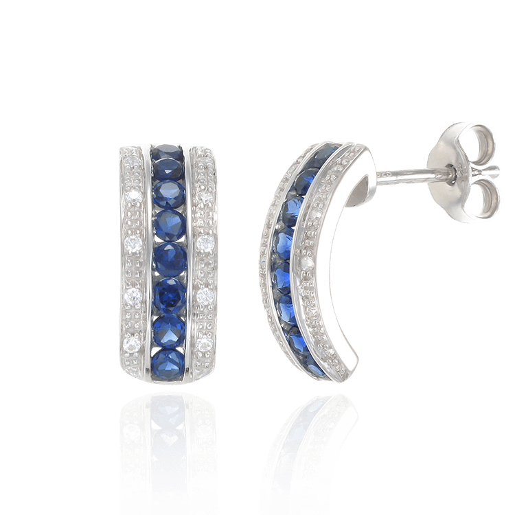 Sparkling Luscious Sapphire Curved Drop Earrings