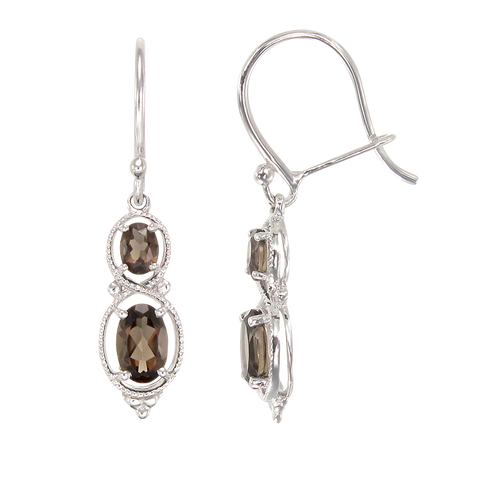 Sophisticated Vintage Inspired Natural Smoky Quartz Earrings