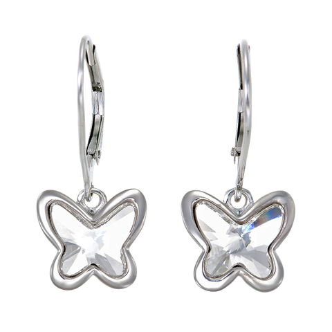 Crystal Butterfly Drop Earrings