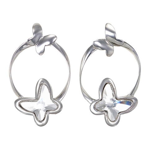 Crystal Hoop Butterfly Earrings