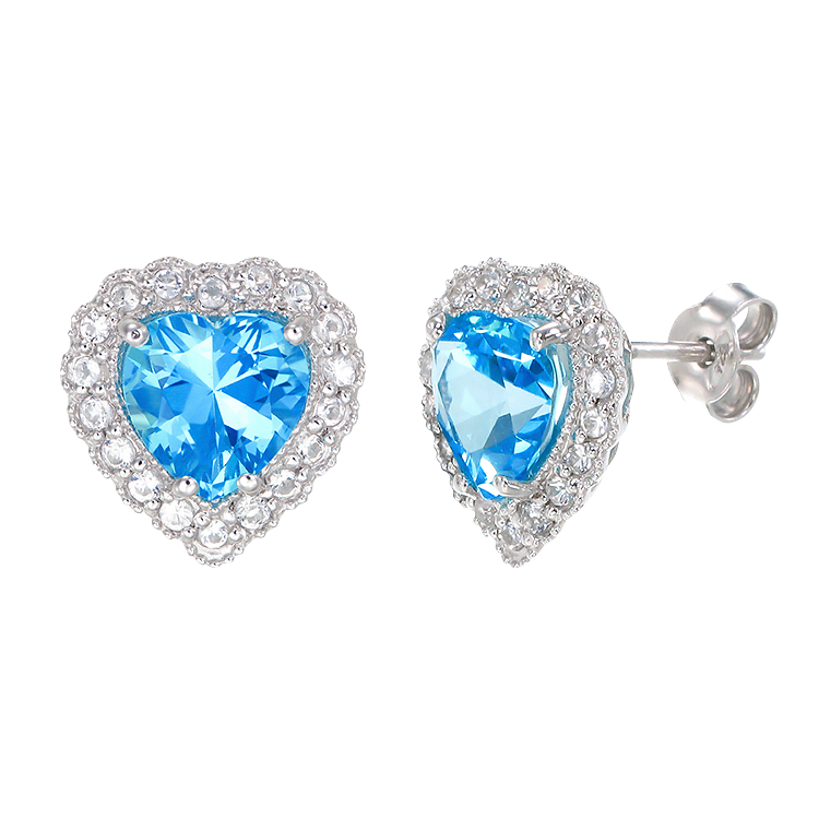 Sparkling Heart Passion Topaz Earrings with Halo
