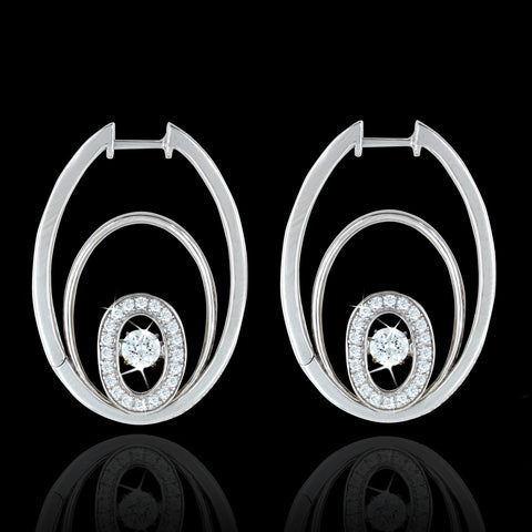 Shimmering Accented Concentric Oval Earrings